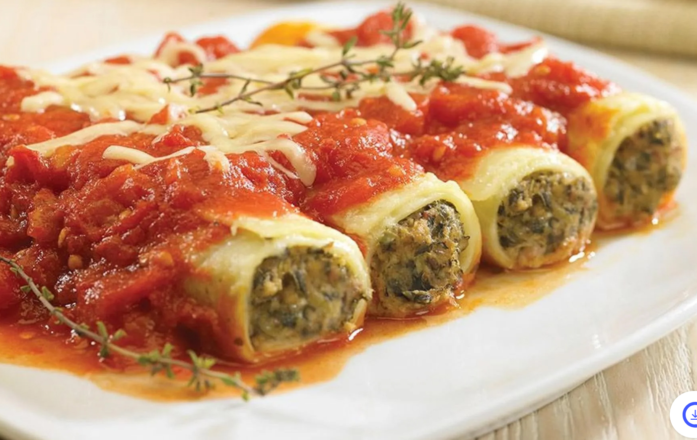 Canelones de Verdura y Pollo con Salsa